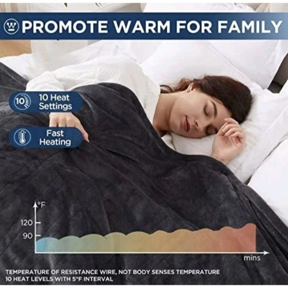 Westinghouse Electric Blanket Twin, Cozy Soft Flannel, 10 Heating Levels 62x84